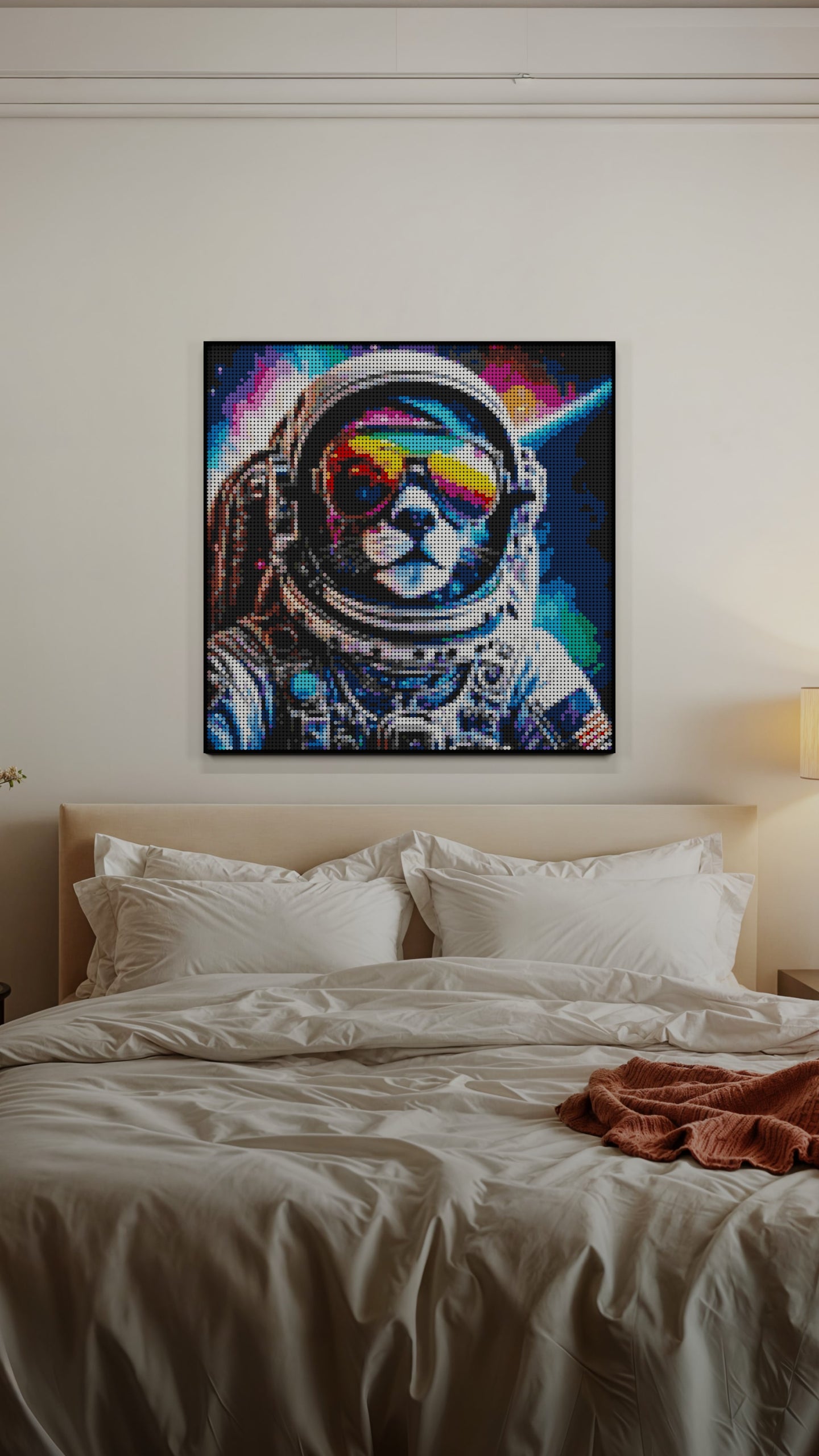Purrsuit of Space LEGO® Style mosaic kit with clear building instructions